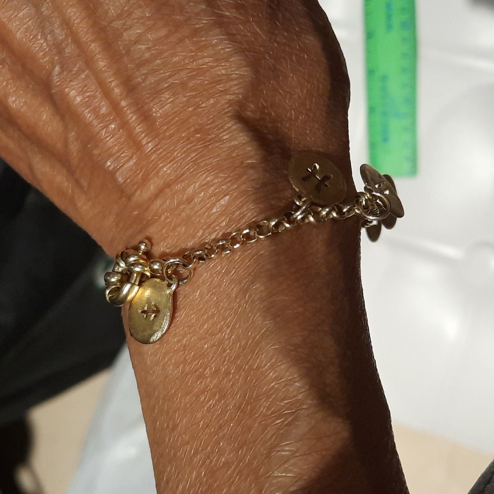 Authentic 14K Over Stainless Steel Zodiac Signs Charm Bracelet Senora Clasp 7.25